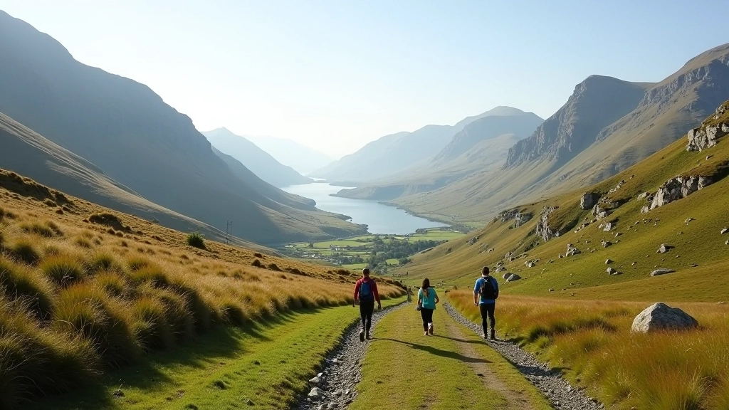 Poisoned Glen landscape with mountain peaks and hiking paths in Donegal